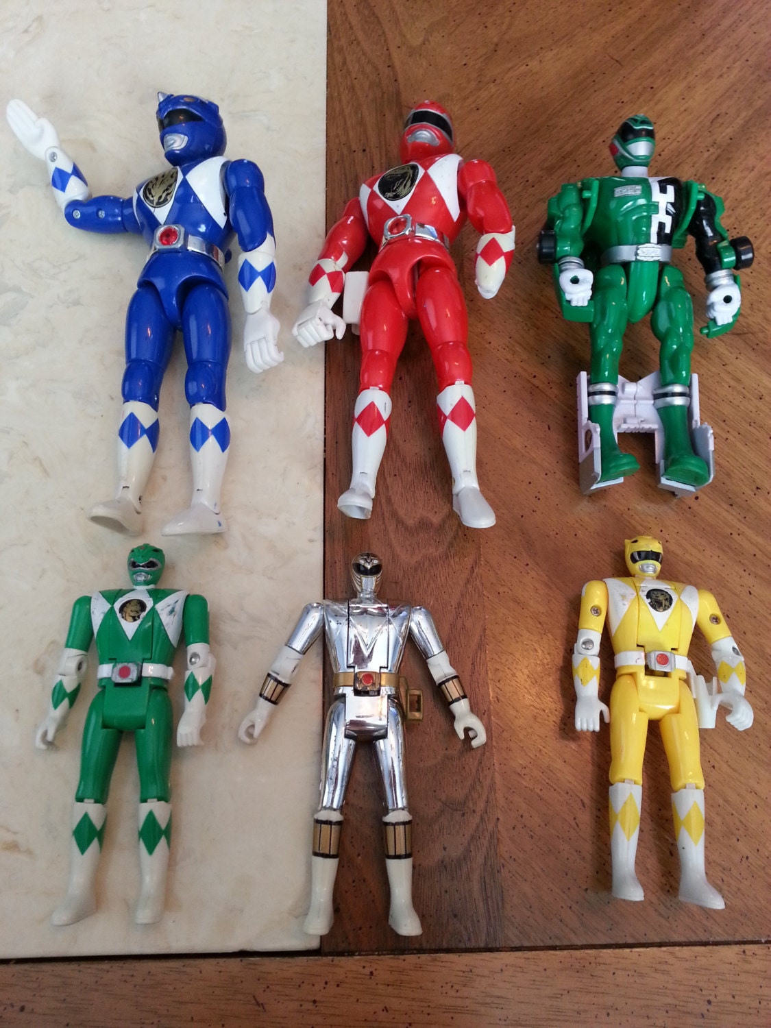 SALE Vintage Lot of 5 Mighty Morphin Power Rangers Red Blue