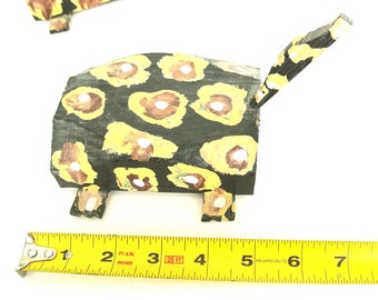 James Harold Jennings vintage turtle, outsider art, North Carolina visionary artist, 1980s, yellow and black