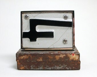 Belt Buckle License Plate Number 4 Four Black on White Cool Gift for Men or Women