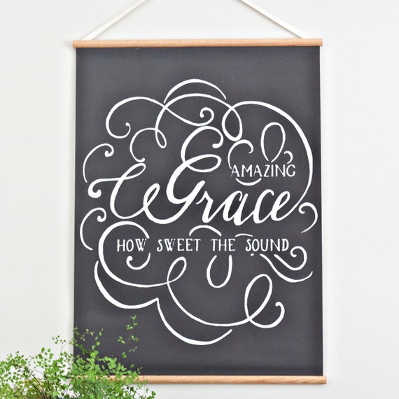 Items Similar To Amazing Grace Large Canvas Wall Hanging On Etsy