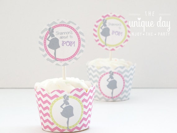 Cupcake Toppers About to Pop - Cupcake Wrappers - Printables - Baby Shower - RTP - Party circles (girl/boy/neutral) // RTP- 02 Il_570xn