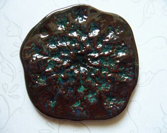 Dark Cinnamon Surprise Queen Anne's Lace Ceramic Pendant