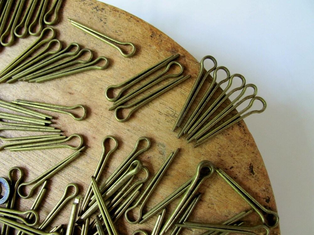 Vintage Cotter Pins 150 Brass Clips Craft Supplies Industrial