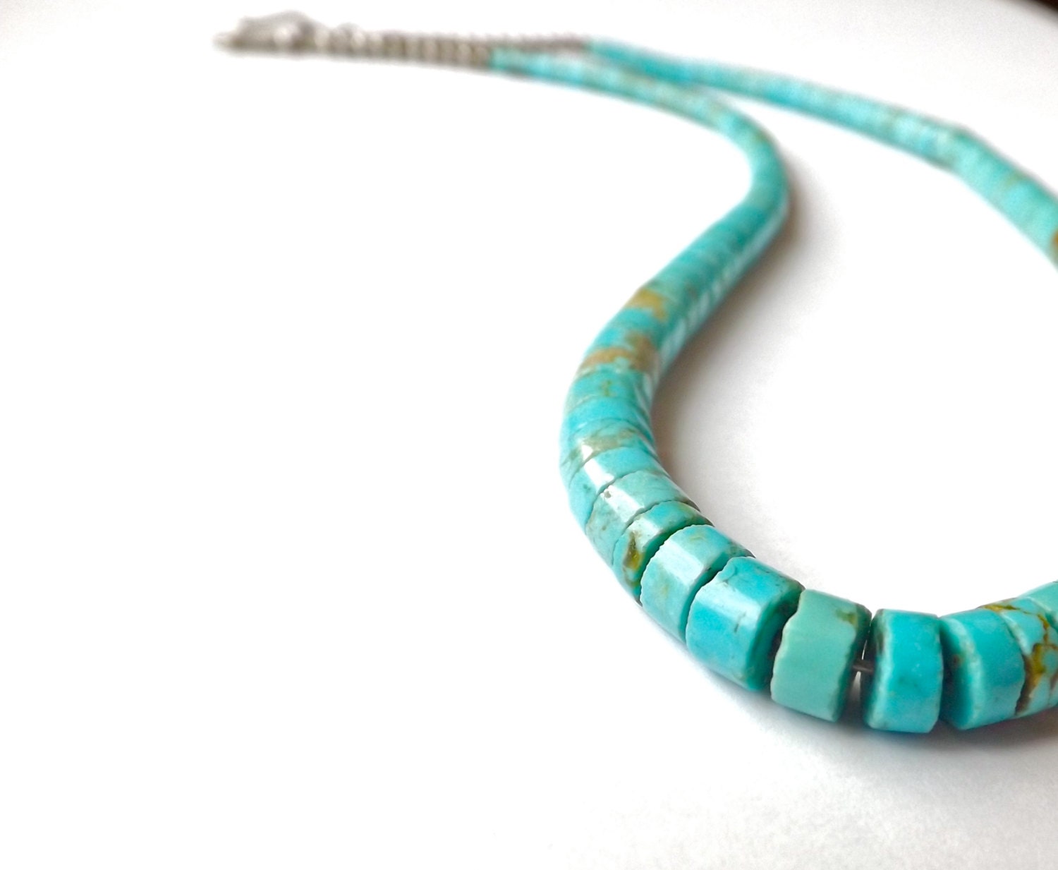 Vintage 1950's Zuni Turquoise Heishi Necklace Choker
