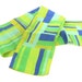 Vintage Silk Scarf / Green Blue and Yellow Bold Block Print Design / Color Blocking