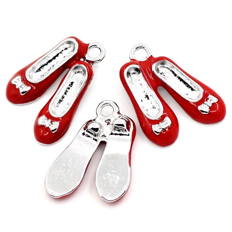 BULK 12 Red Shoe Charms Enamel Plated Fun and Colorful E102 from