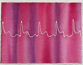 Pink Heart Attack - original watercolor painting
