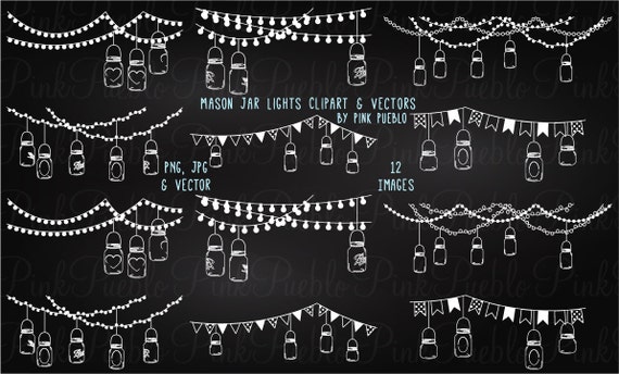 clip mason art hanging jar Hanging Clip by Art Jar Mason Chalkboard Clipart Lights