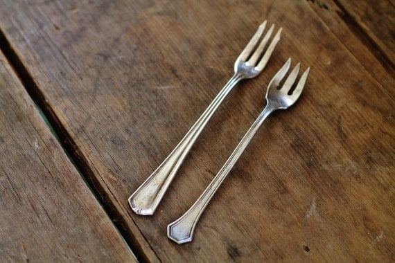 Antique Silver Serving Forks - Pickle / Olive Forks