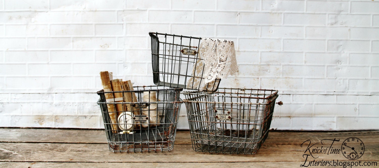 Vintage Locker Basket Industrial Storage and Decor