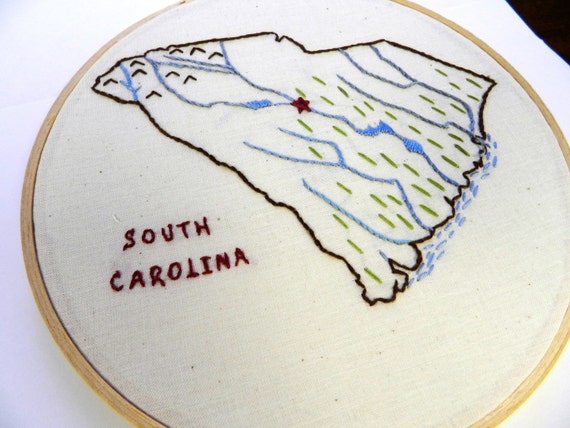 South Carolina Embroidery Hoop Wall Art