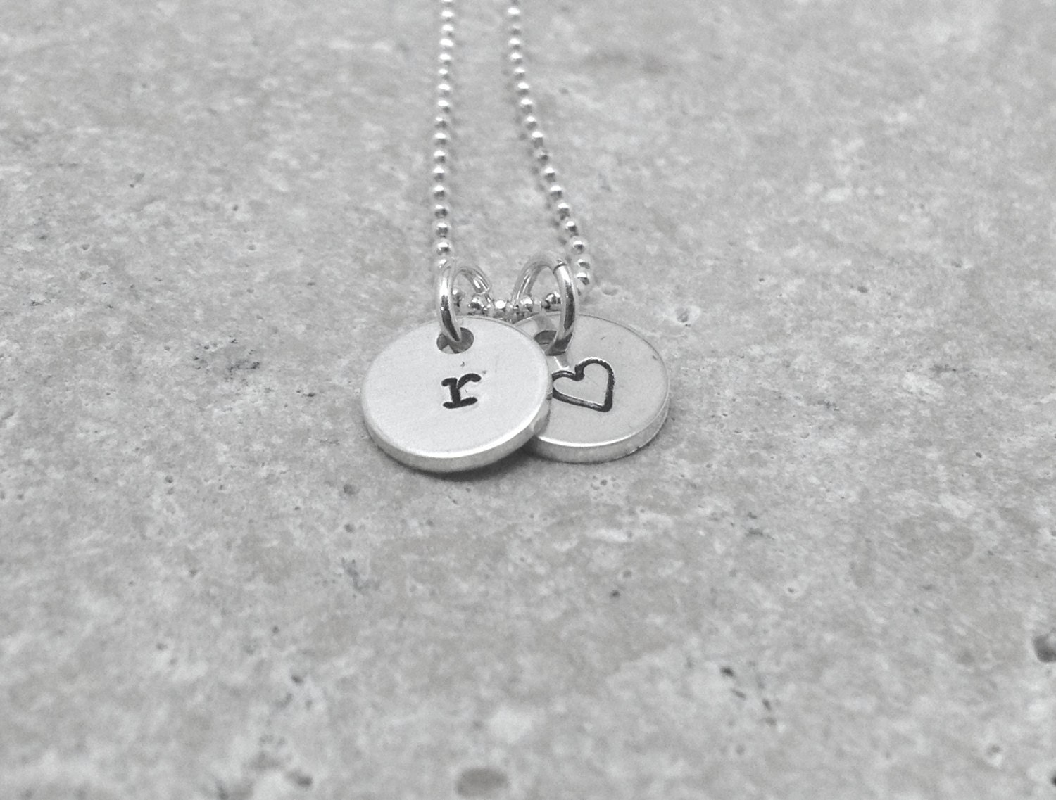 Initial Necklace Letter r Necklace Tiny Heart by GirlBurkeStudios