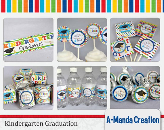 Kindergarten Graduation Printable Gift and Party Bundles, includes 10 different printables Il_570xn