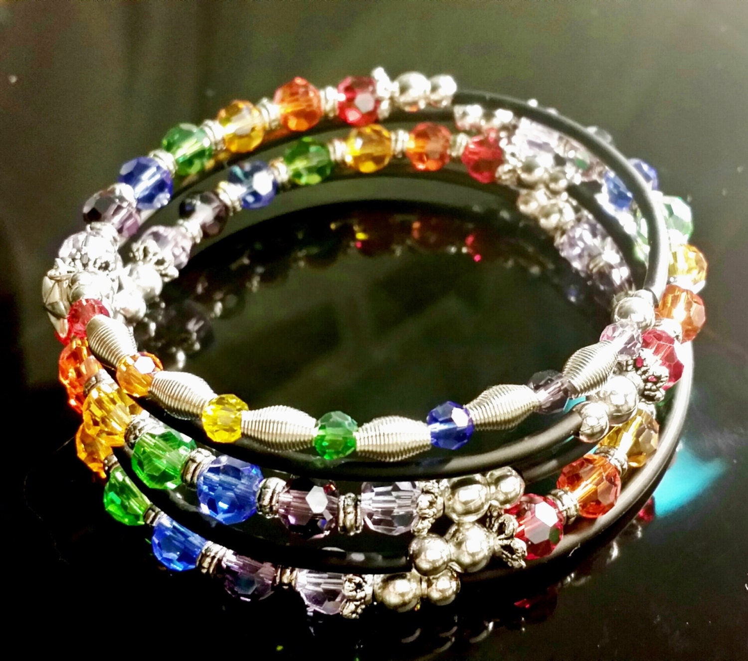 Chakra Memory Wire Bracelet Wrap Chakra Bracelets Yoga