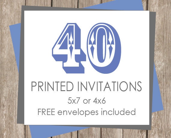 40 Printed Invitations (includes white envelopes) - Printing Service Il_570xn