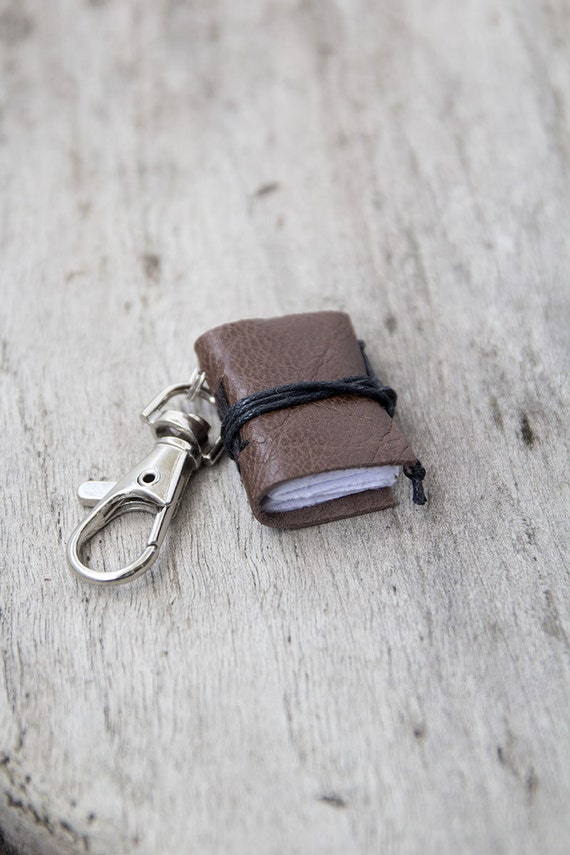 Mini book keychain leather keychain book charm by BrotherWorks