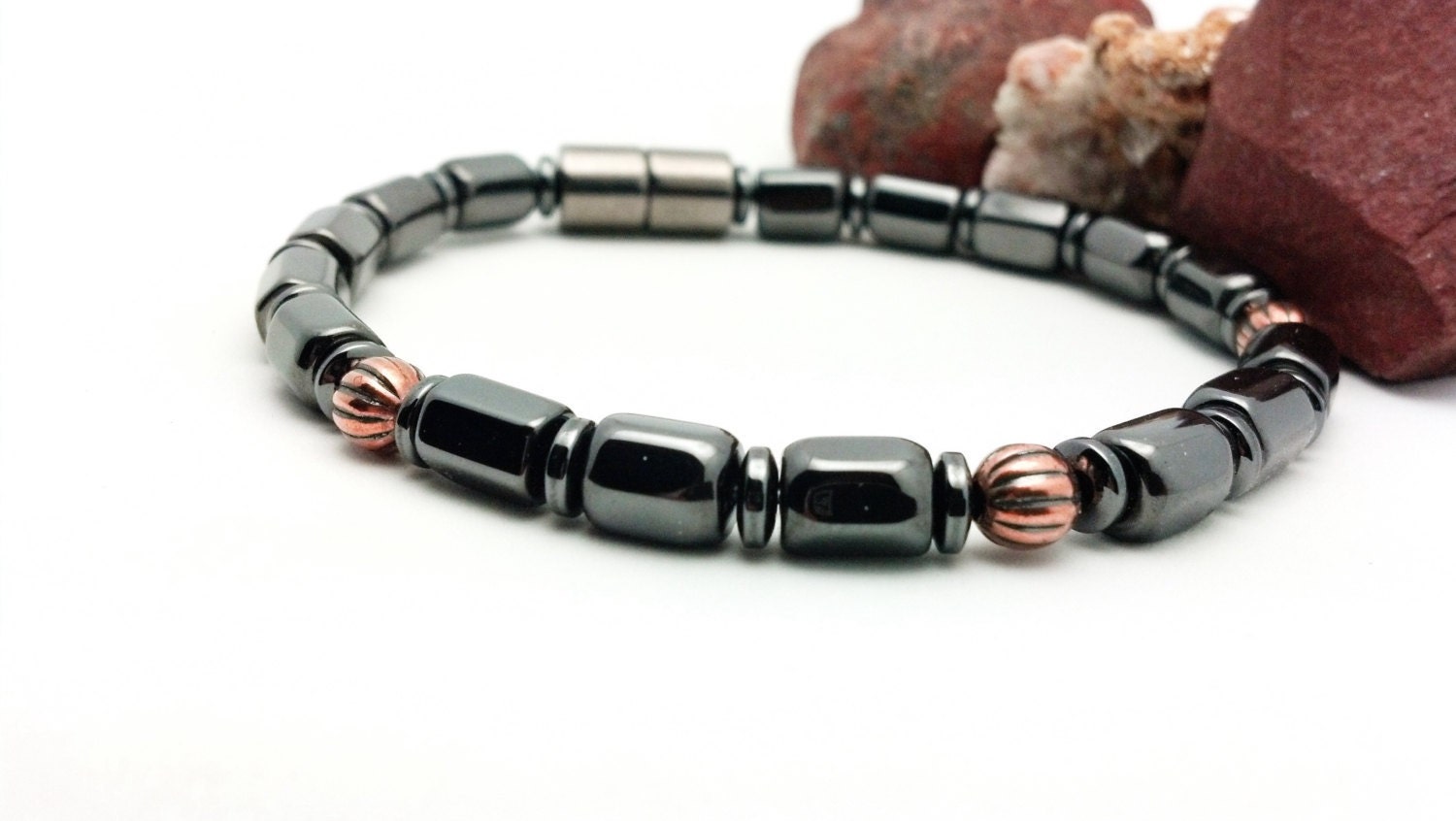 Large PET Collar therapy Hematite and Copper High