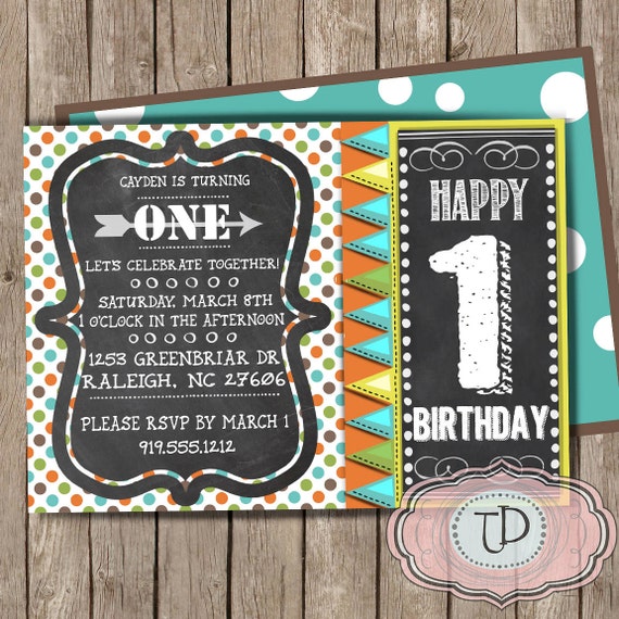 1st Birthday Party Invitation Boy Birthday Invitation