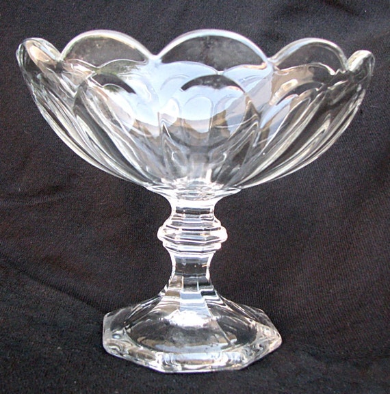 Early Heisey Stemmed 7 in Compote Colonial Pattern Clear
