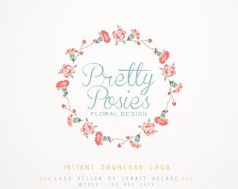 DIY INSTANT DOWNLOAD - Floral Wreath Premade Logo Design for Photography or Boutique by Summit Avenue