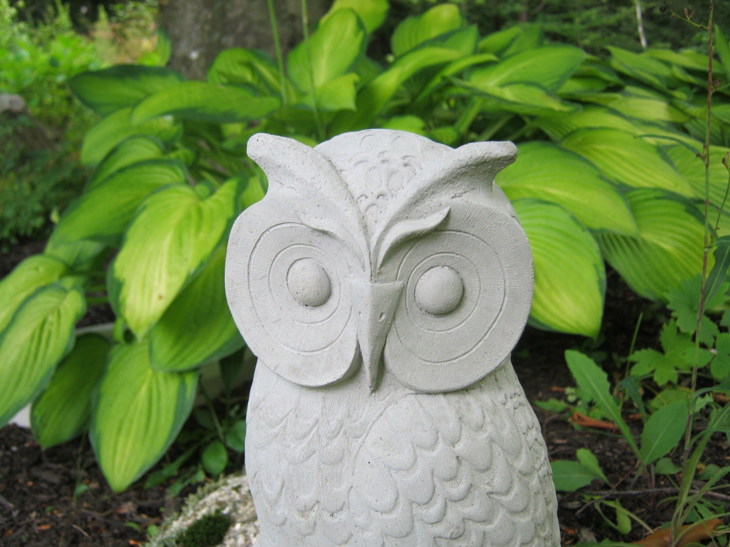 Owls Cast Stone Garden Owl Statues Two Concrete Owls Pair