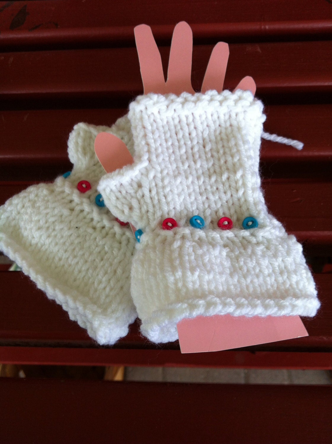 Toddlers Hand Knit Fingerless Gloves by ThreadANDButton on Etsy