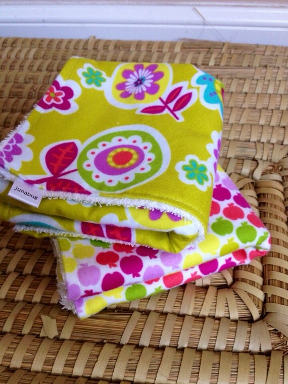 Bright Green Burp Cloths set of 2