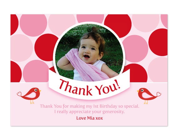 Printable Birthday Party Thank you Card - Polka Dot Il_570xn
