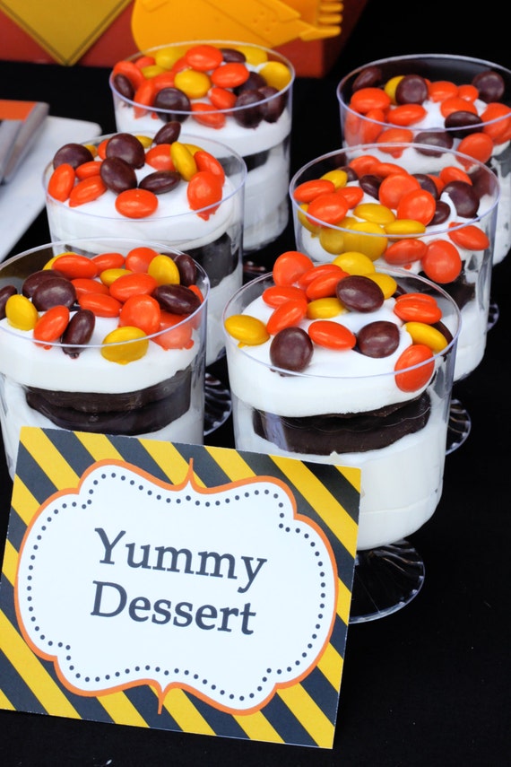 INSTANT DOWNLOAD diy Construction Zone Birthday Party PRINTABLE Food Labels yellow black orange Display cards Il_570xn