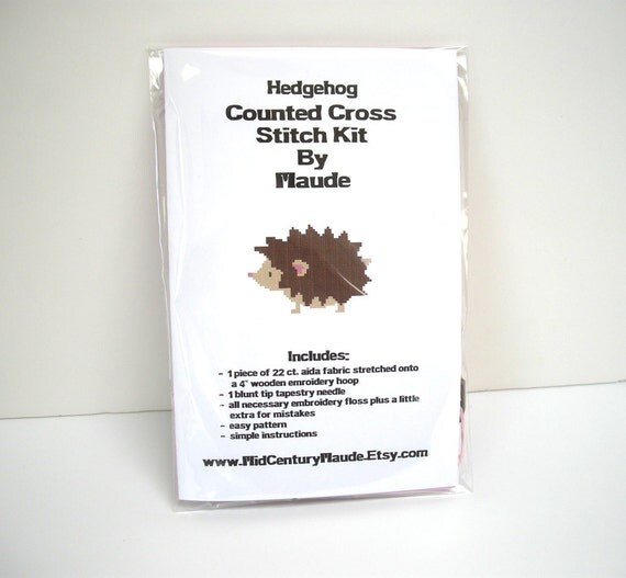 Hedgehog Cross Stitch Kit Needlepoint Project complete easy