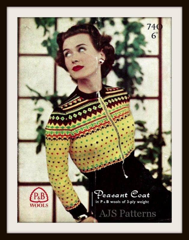PDF Knitting Pattern - 1940's Retro Eastern European Style Fair Isle ...