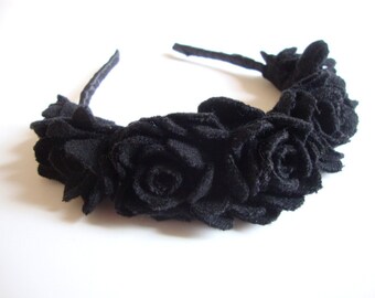 Popular items for black rose headband on Etsy