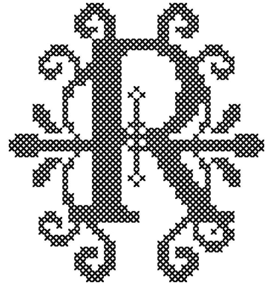 Letter R Cross Stitch/Cross Stitch Monogram/Cross