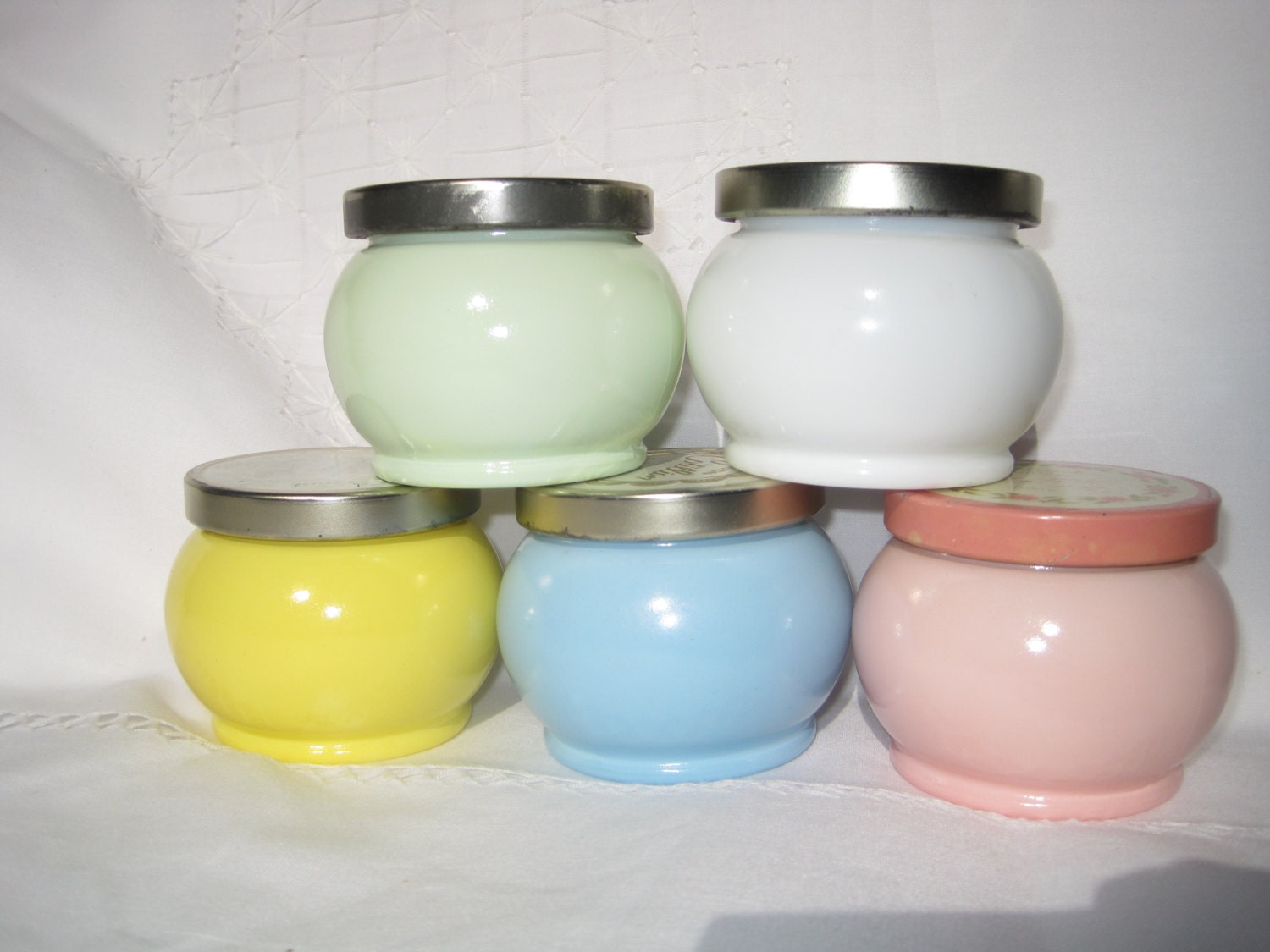 Download Milk Glass Cream Jars Multi-Colored Cream Jars Avon Glass