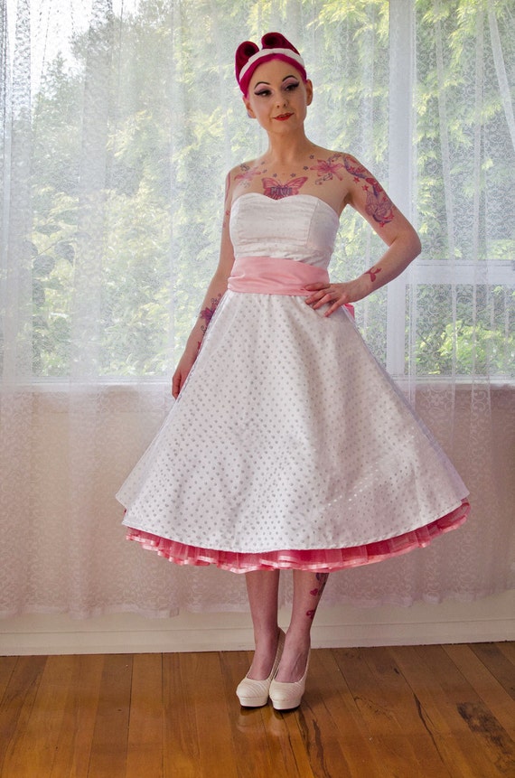 1950's 'Betty' Style White Wedding Dress with