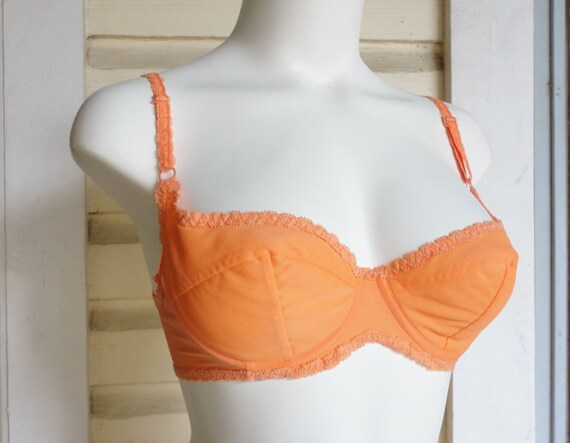 Neon orange mesh underwired cup bra with size parties greenville