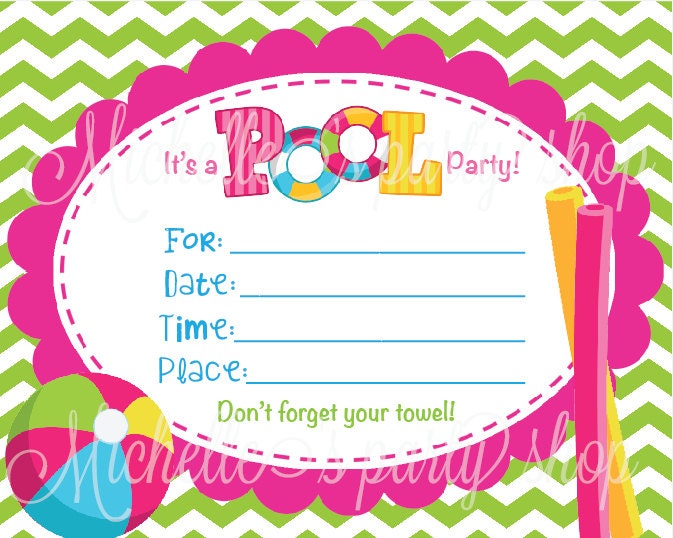 Fill In Pool Party Invitations 8