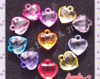 20 NEW Dazzling Heart Charms mixed Color fit Rainbow Loom rubber bands kit Bracelet with Jump Rings Craft Jewelry