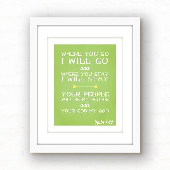 Ruth 116 Bible Verse Art Bible Verses for the by PaperFinchDesign