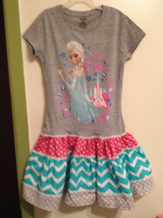 Disney frozen princess Tshirt dress upcycled by