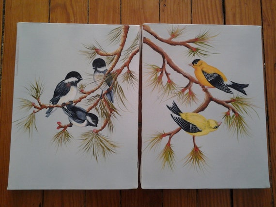 Vintage bird paintings canvas bird paintings canvas