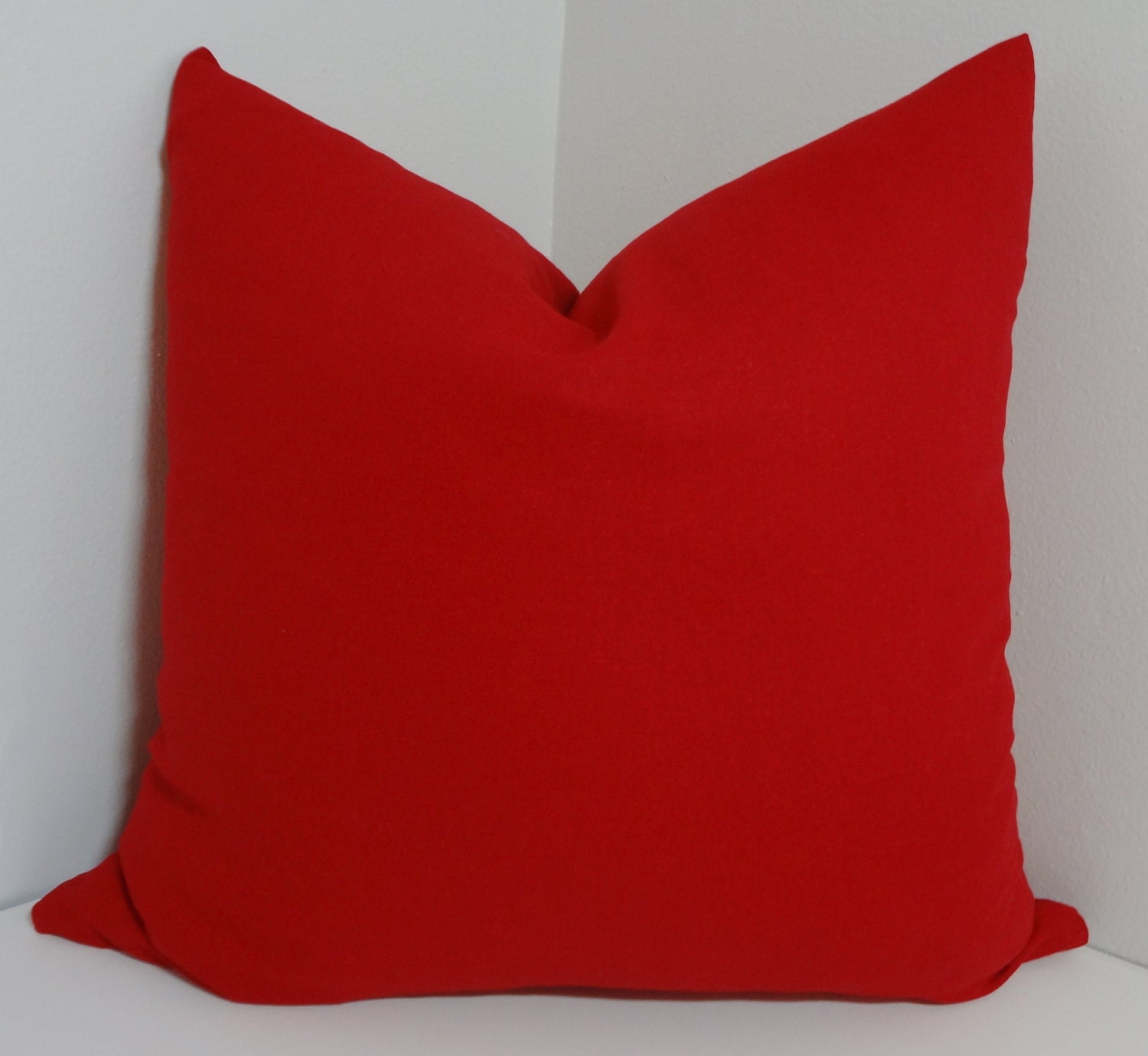 Solid Red Linen Blend Pillow Cover Decorative Pillow by HomeLiving