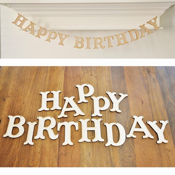 Items similar to Happy Birthday DIY Wooden Banner on Etsy