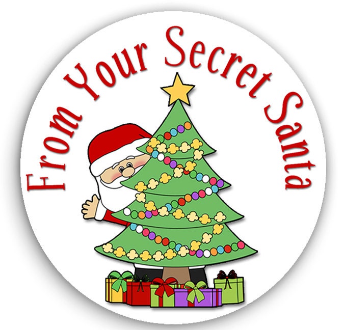 Secret Santa Stickers Christmas Gift Tags by MoonLitPrintables