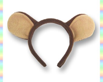 Brown Teddy Bear Ears Headband - 1/2" Flexible Band AntiPill Fleece Tan Child Teen Adult Geek Summer Cute Kawaii Anime Cosplay Animal