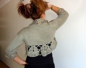 S M  Crochet and Knit Shrug Bolero Half Sleeve Brown Bridal Shrug Bolero Jacket Wedding Cardigan . S M  Crochet and Knit Shrug Bolero Half Sleeve Brown Bridal Shrug Bolero Jacket Wedding Cardigan .