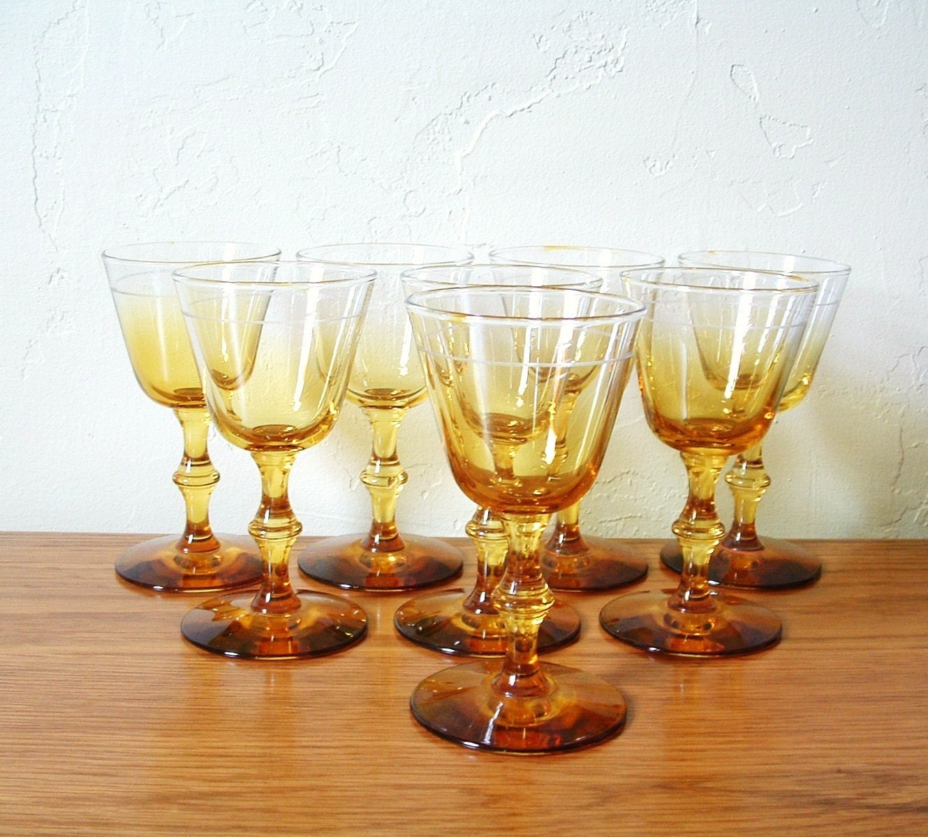 Vintage Amber Glasses Set Of 8 Ombre Wine By Thefrabjousday 8929