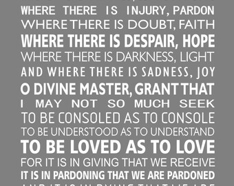 St. Francis, Catholic prayer, scripture art print, St. Francis prayer art print, Graduation gift, Confirmation Gift, Christian wall art