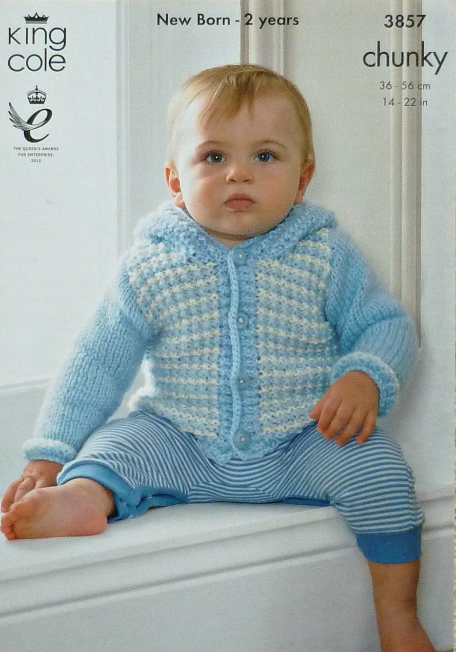 Baby Knitting Pattern K3857 Babies Long Sleeve Hooded Check Jacket Knitting P...