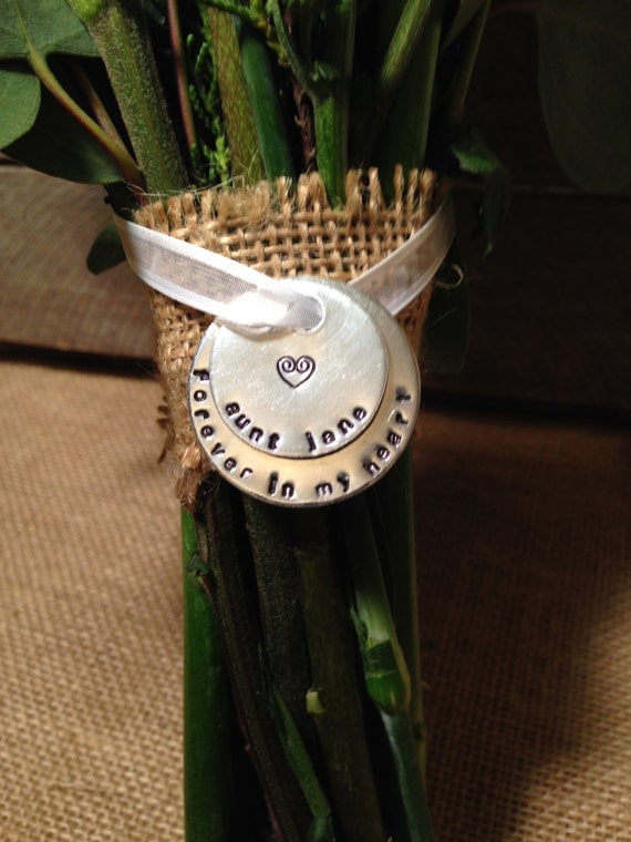 Hand Stamped Bridal Bouquet Memorial Charm Stamped 